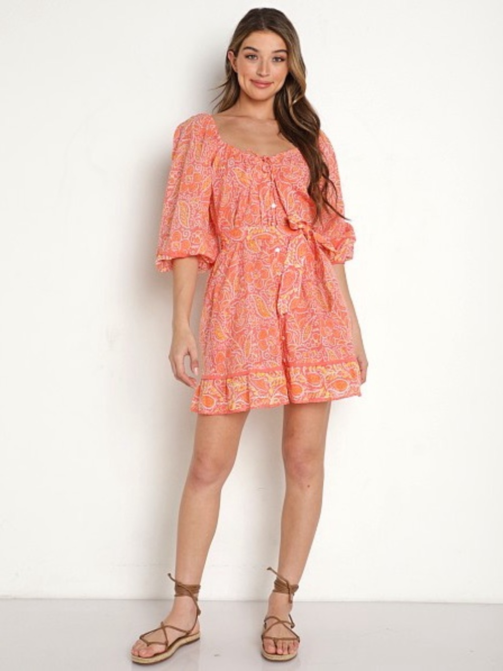 Cleobella Grace Mini Dress Blossom Block Print - Large - Picture 1 of 5